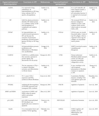 DNA methylation modification in Idiopathic pulmonary fibrosis